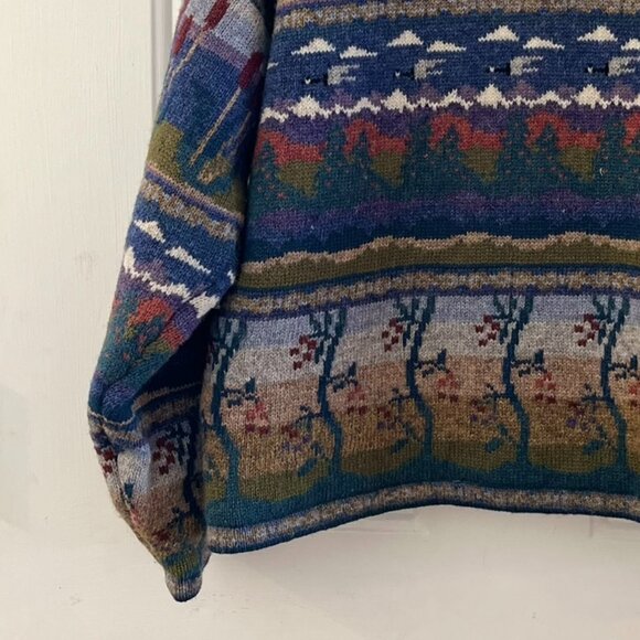 Icelandic Design 100% Lined Wool Fair Isle Duck Full Zip Sweater Sz Lr - Picture 4 of 10